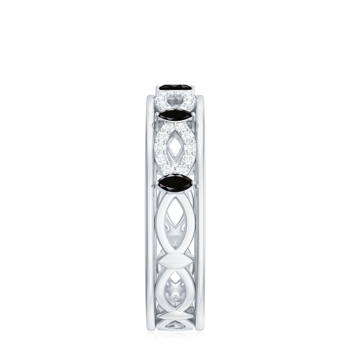 Certified Lab Grown Black and White Diamond Infinity Band Ring