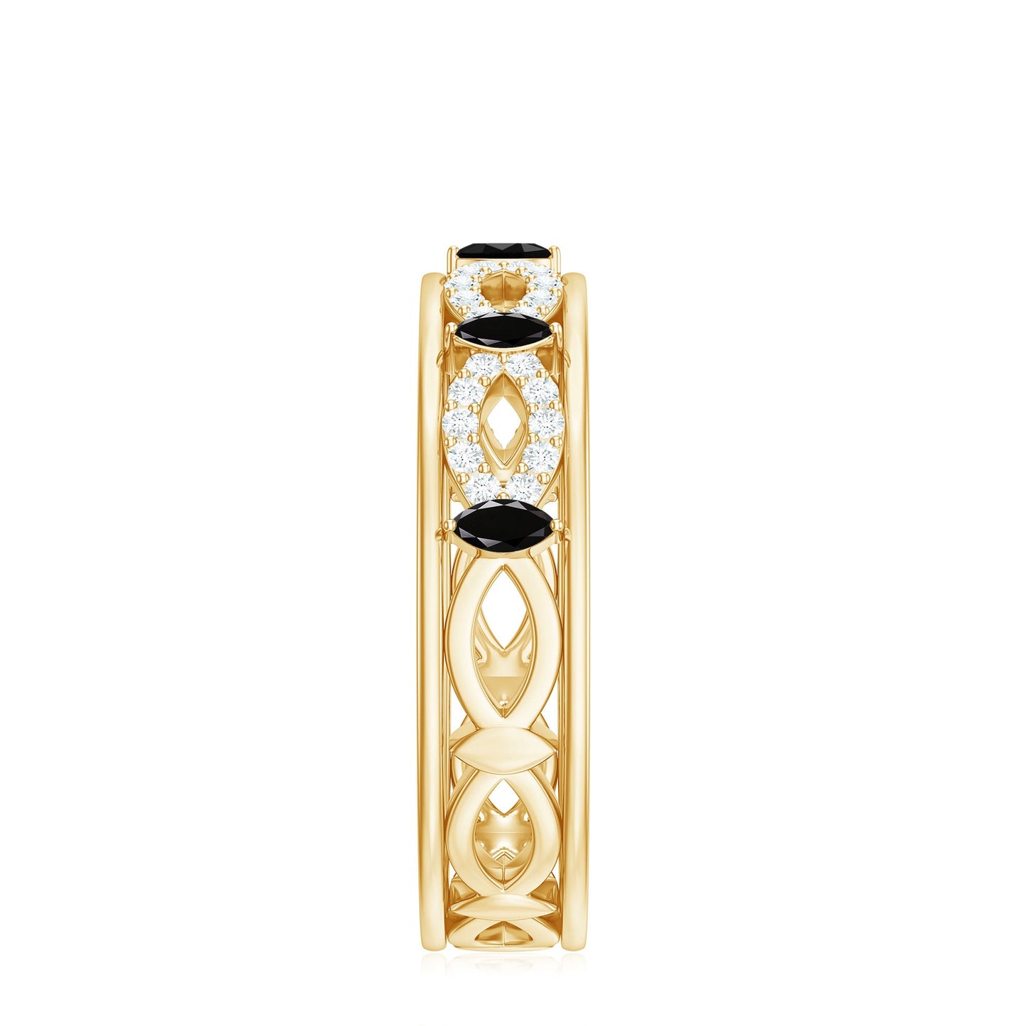 Certified Lab Grown Black and White Diamond Infinity Band Ring