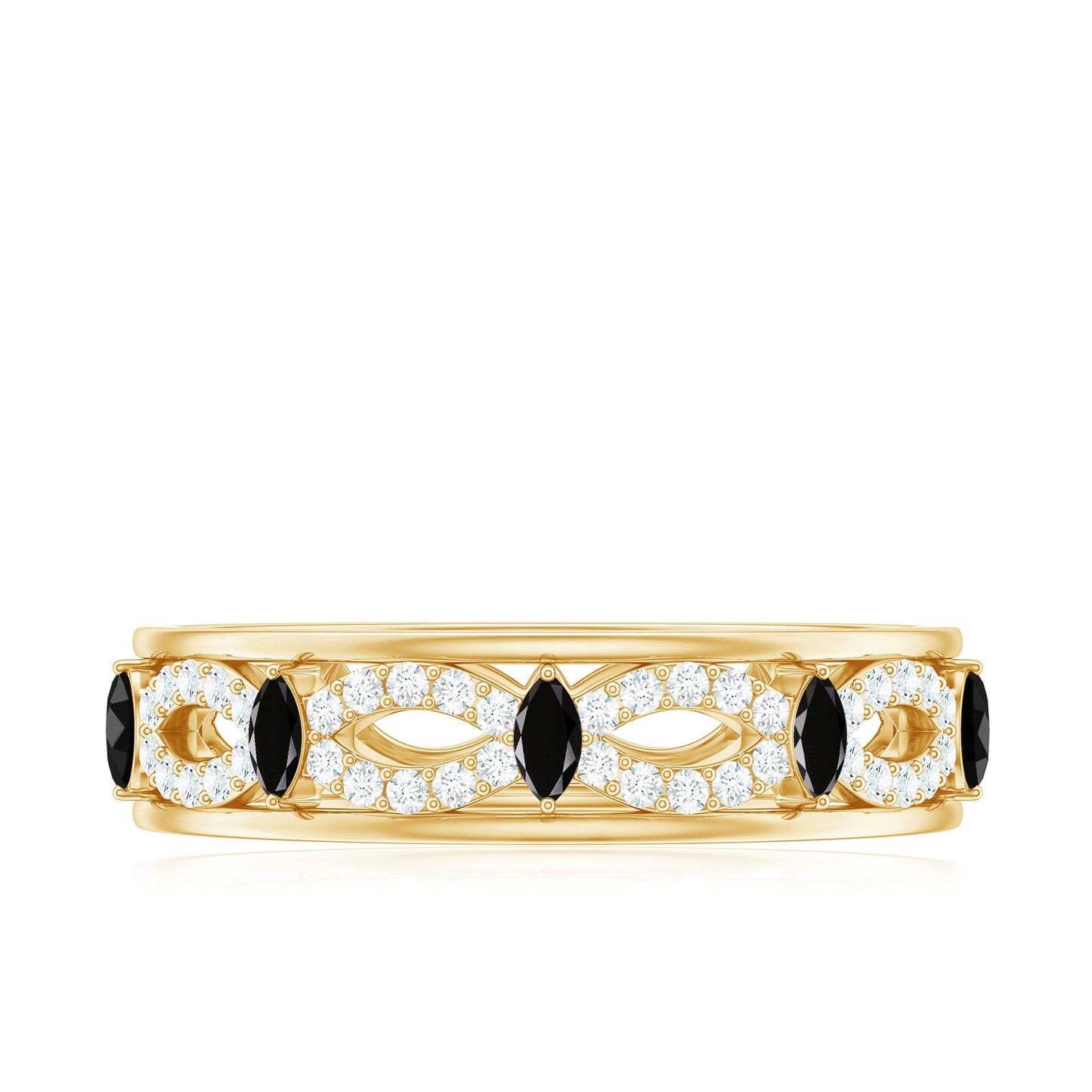 Certified Lab Grown Black and White Diamond Infinity Band Ring
