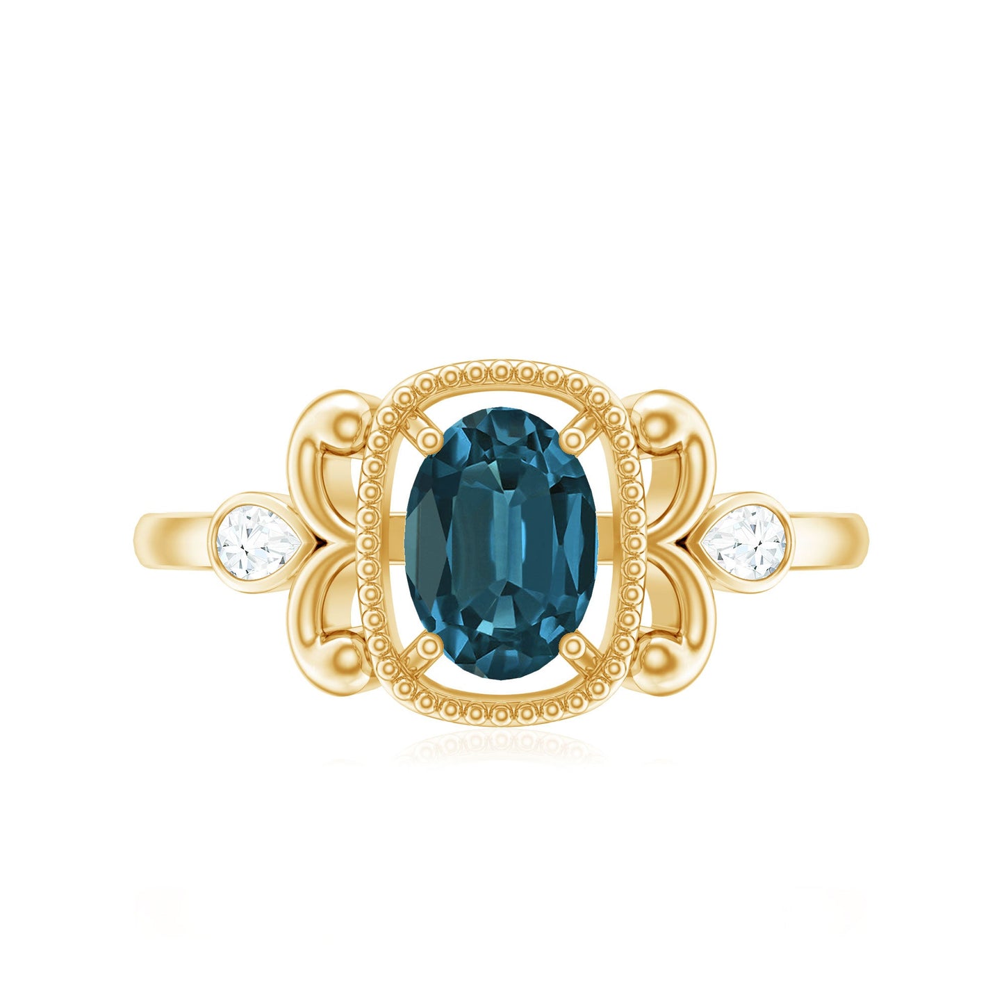 London Blue Topaz and Diamond Art Deco Engagement Ring