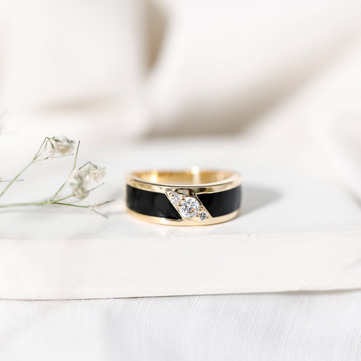 Classic Moissanite Mens Wedding Band Ring