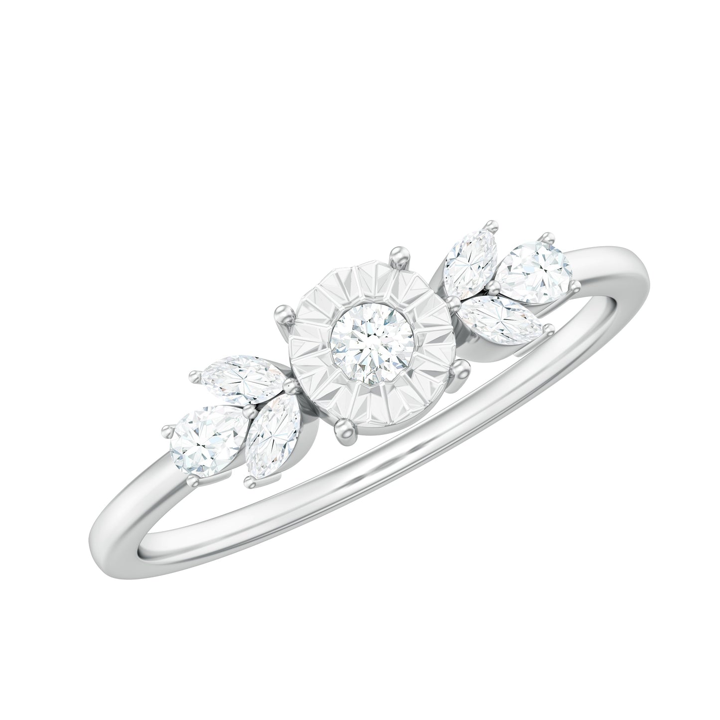Nature Inspired Diamond Leaf Promise Ring for Women