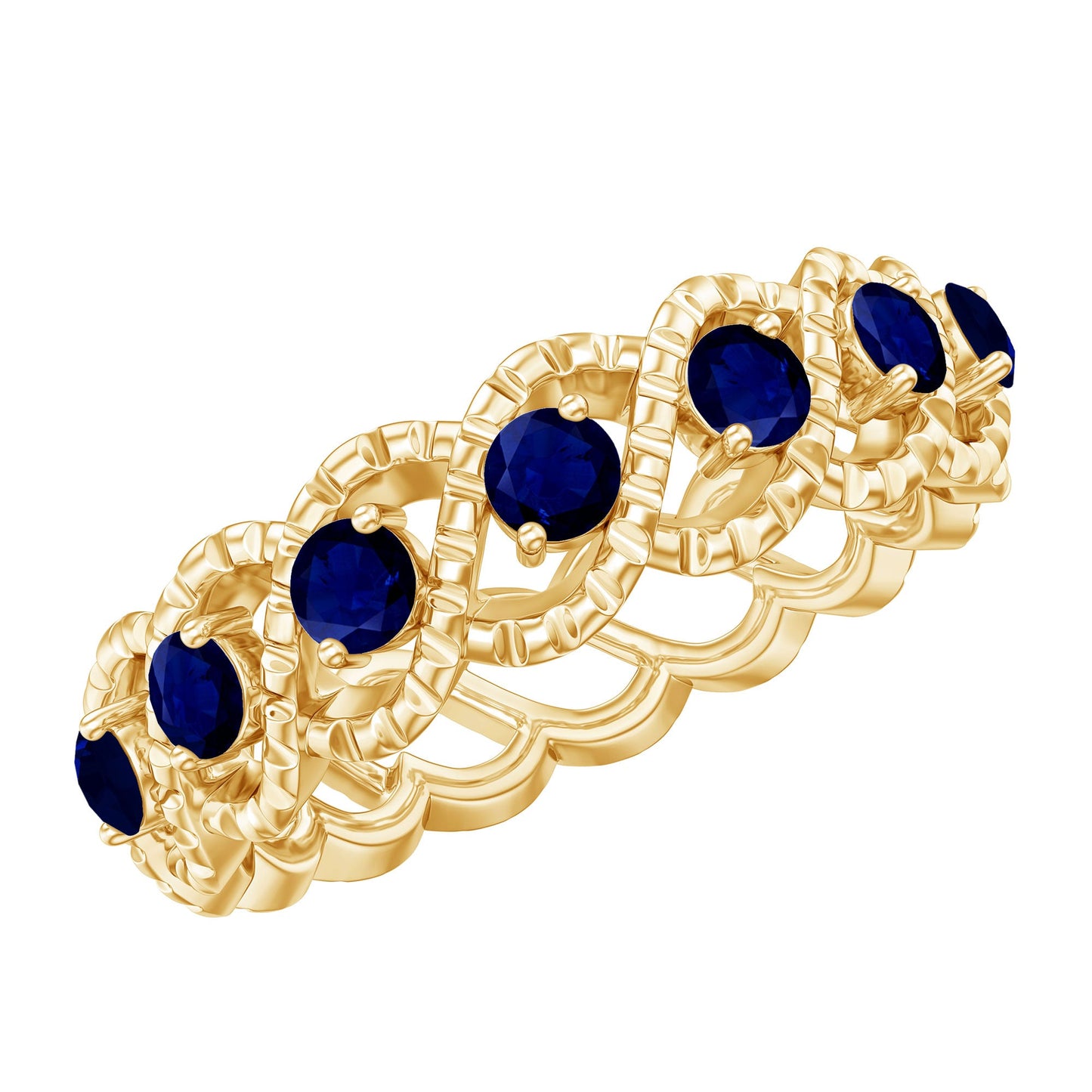 Natural Blue Sapphire Infinity Band For Anniversary