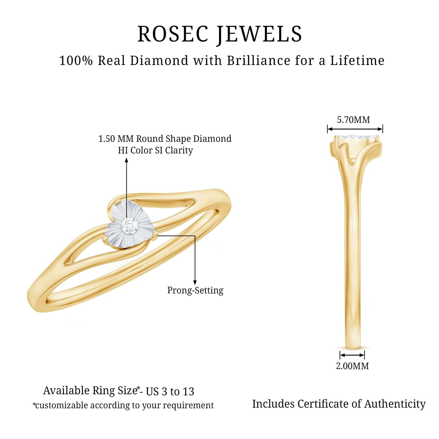 Certified Real Heart Promise Ring with Split Shank