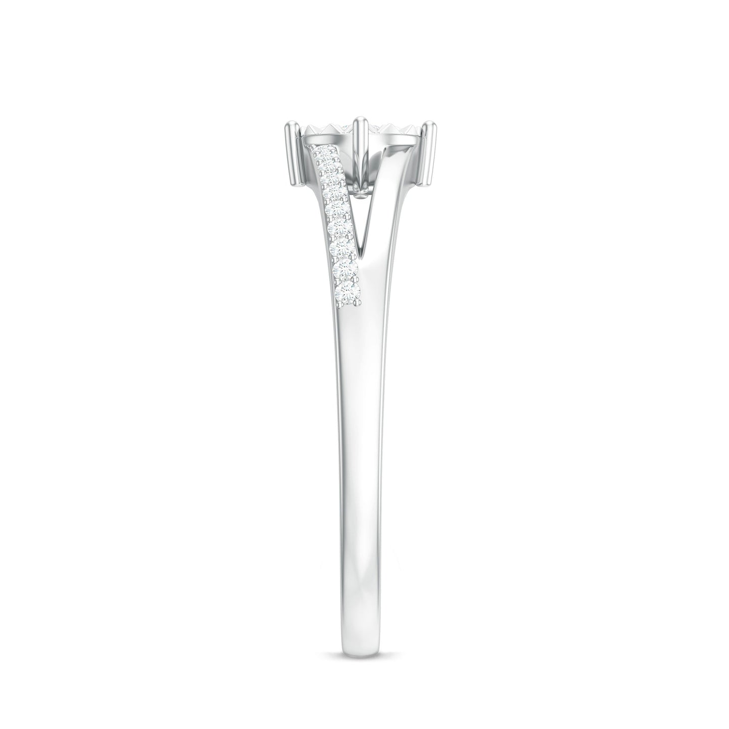 Natural Diamond Engagement Ring with Split Shank