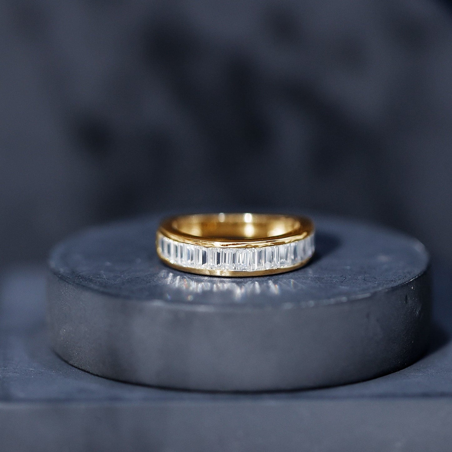 Channel Set Certified Moissanite Half Eternity Band Ring