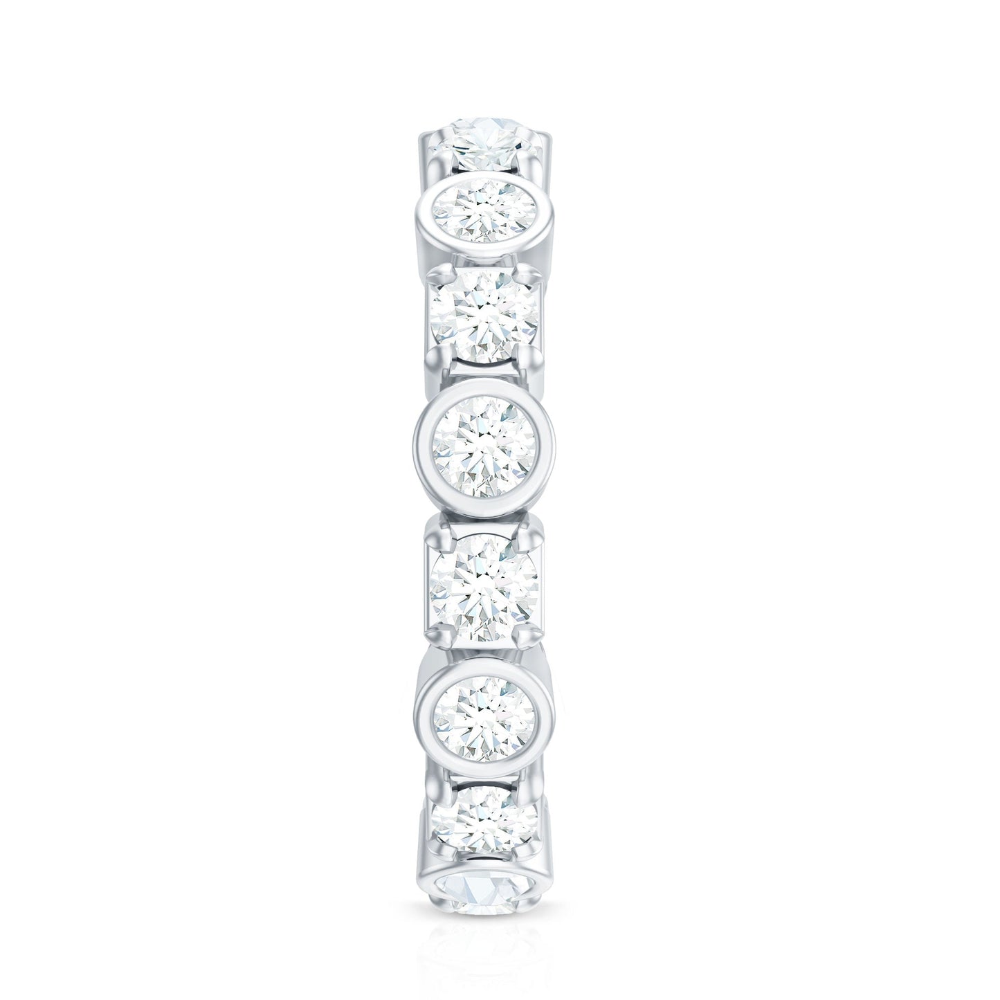 Round Moissanite Eternity Wedding Band with Certificate