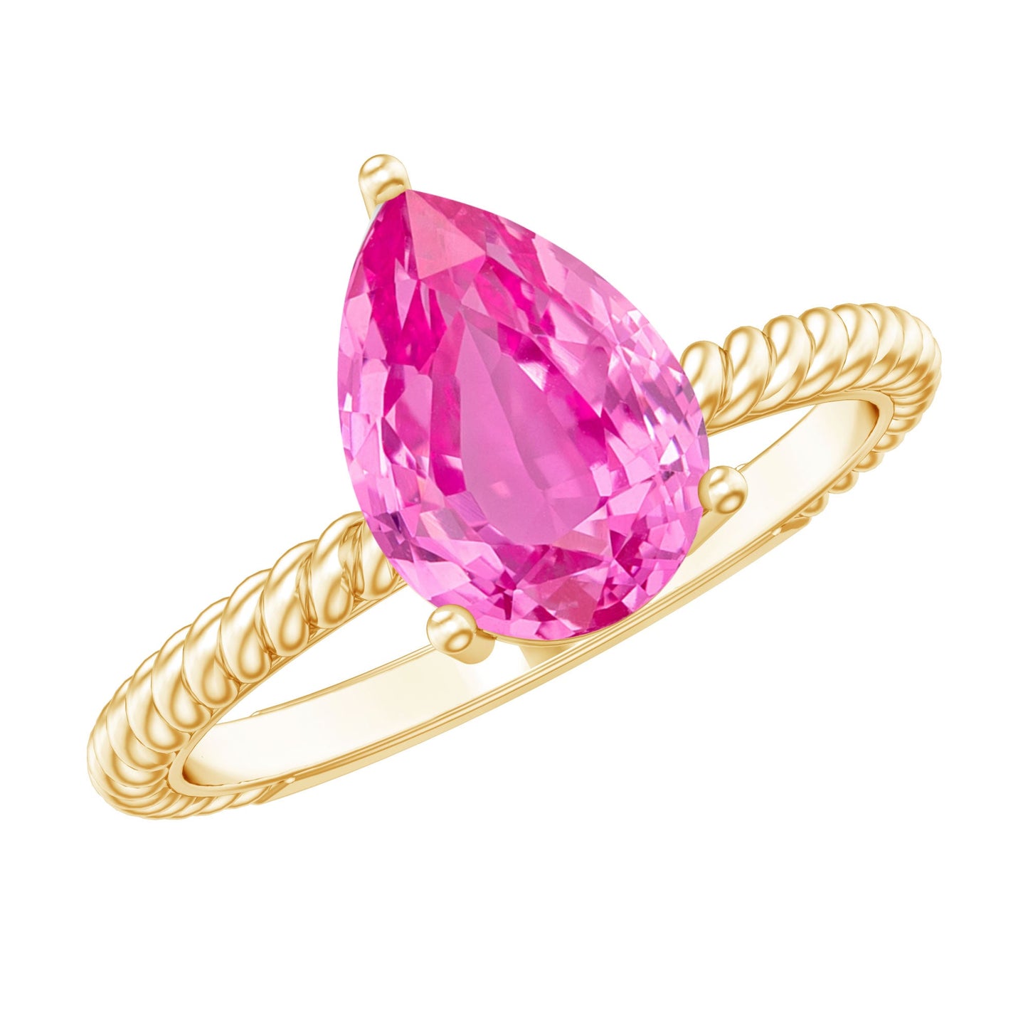 2.5 Carat Lab Created Pink Sapphire Teardrop Engagement Ring with Surprise Diamond