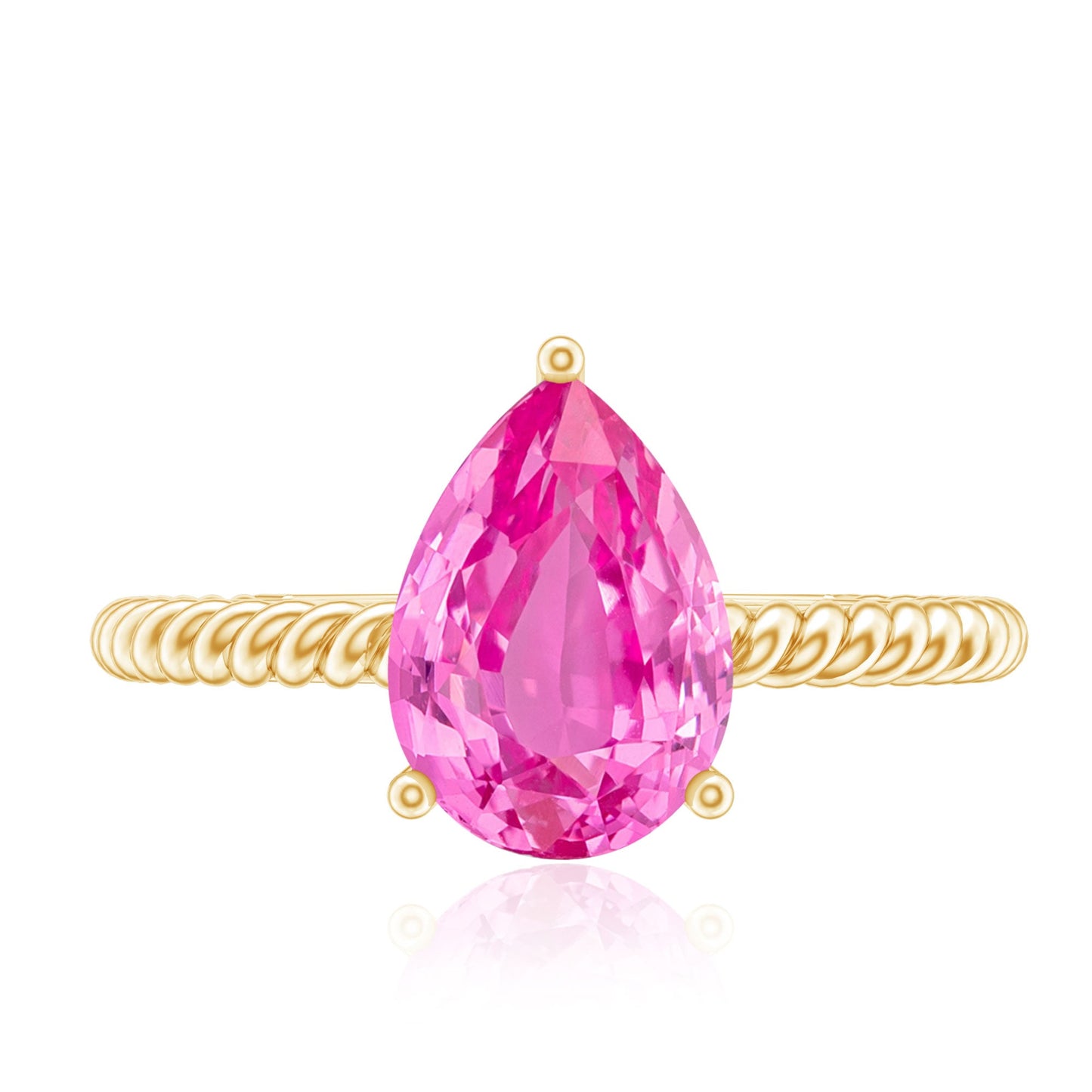 2.5 Carat Lab Created Pink Sapphire Teardrop Engagement Ring with Surprise Diamond