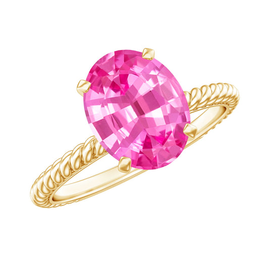 4 CT Lab Created Pink Sapphire Oval Engagement Ring