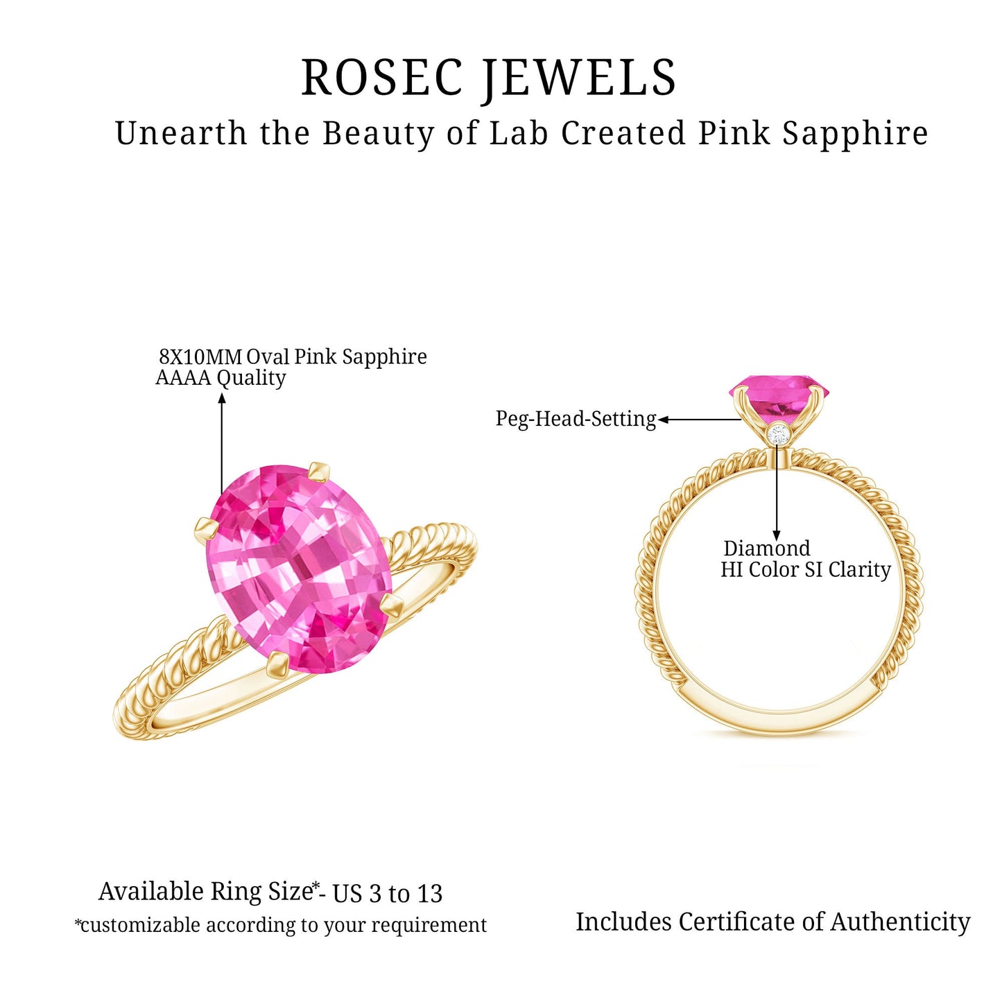 4 CT Lab Created Pink Sapphire Oval Engagement Ring