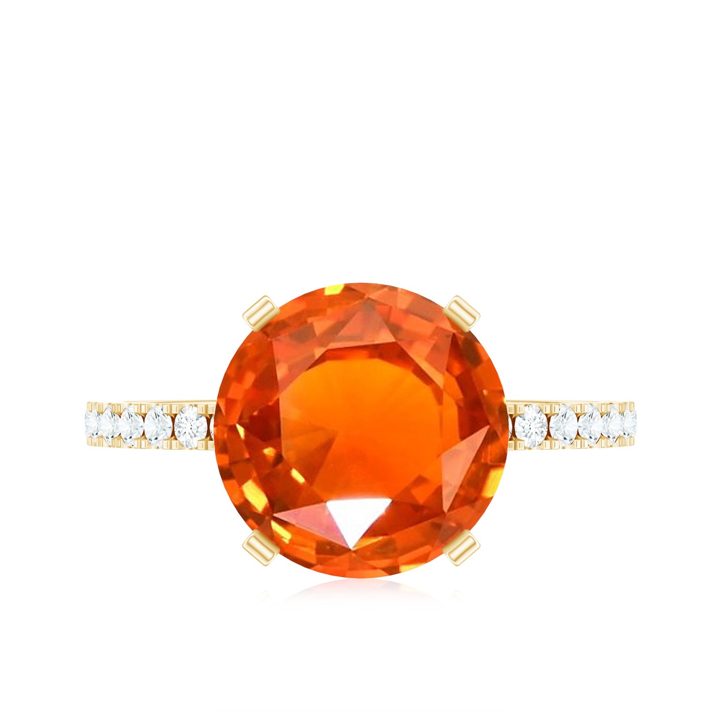 Solitaire 2.25 Carat Lab Grown Orange Sapphire Engagement Ring with Diamond