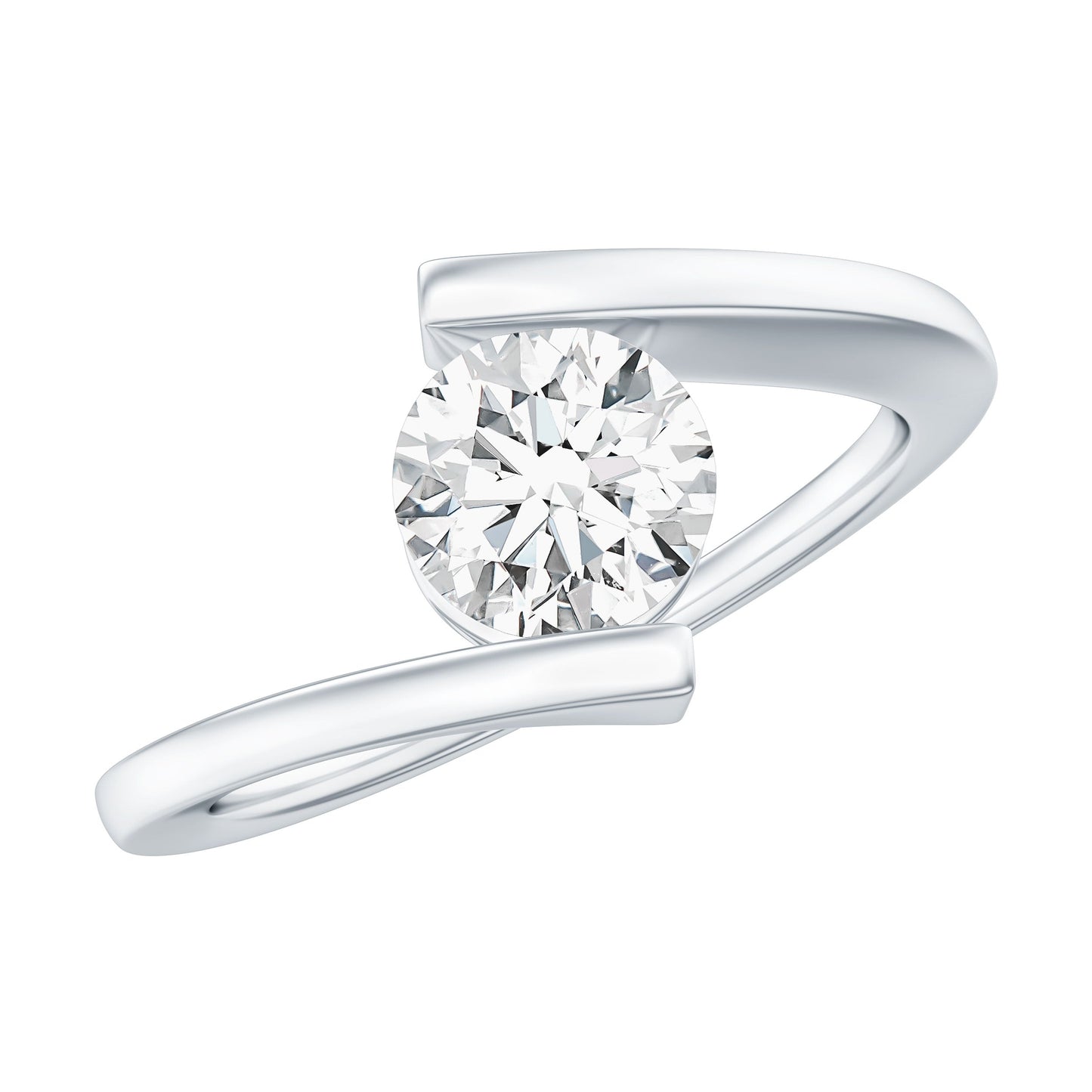 Certified 0.9 Carat Lab Grown Diamond Tension Setting Engagement Ring