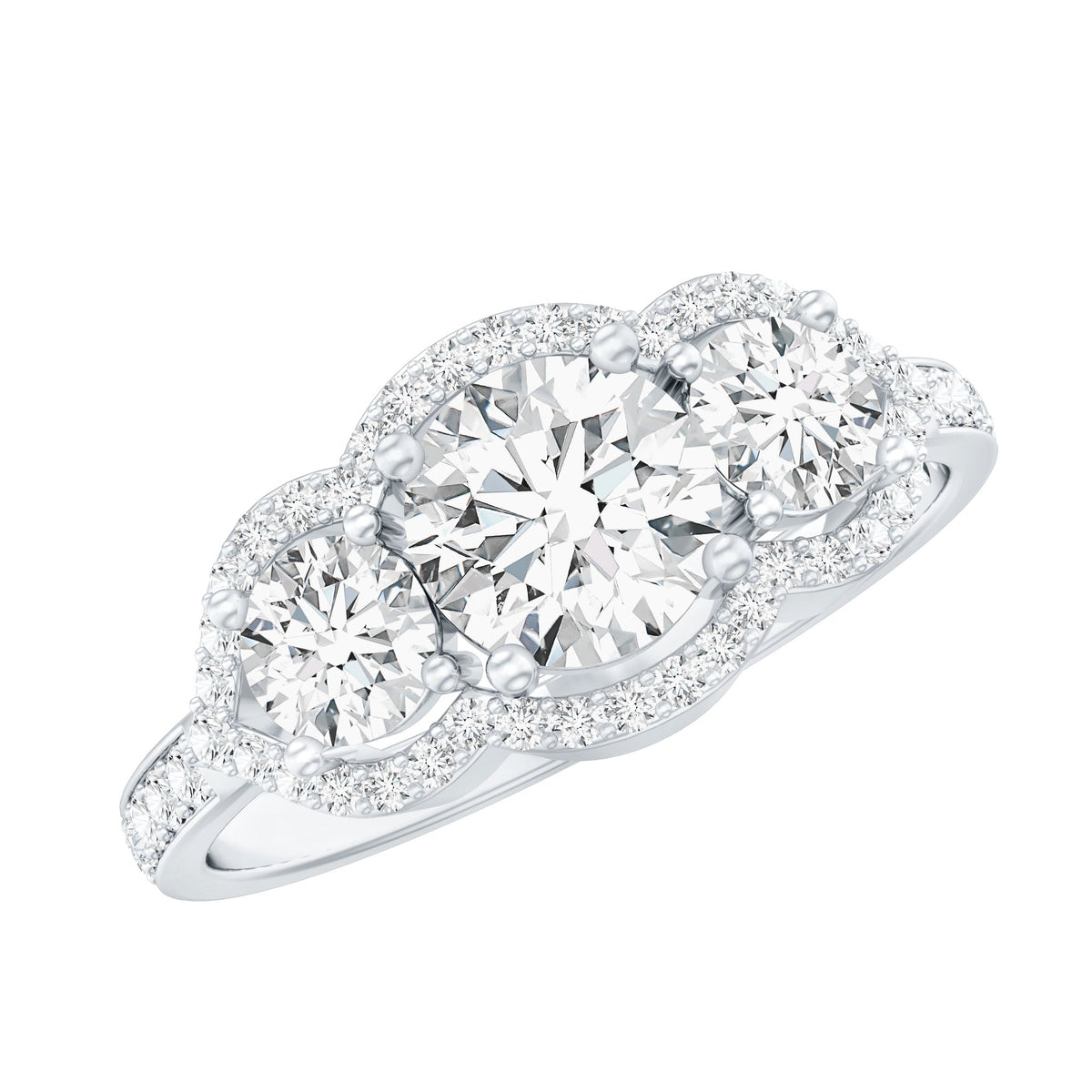 Certified Lab Grown Diamond 3 Stone Engagement Ring