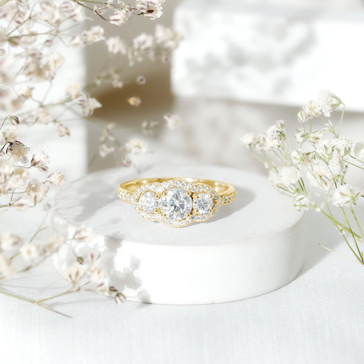 Certified Lab Grown Diamond 3 Stone Engagement Ring