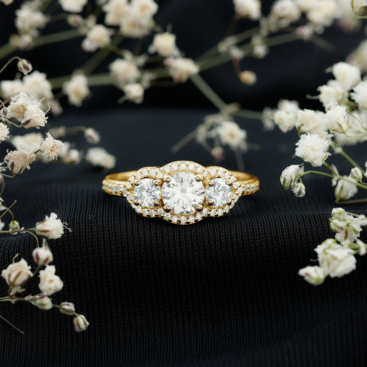 Certified Lab Grown Diamond 3 Stone Engagement Ring