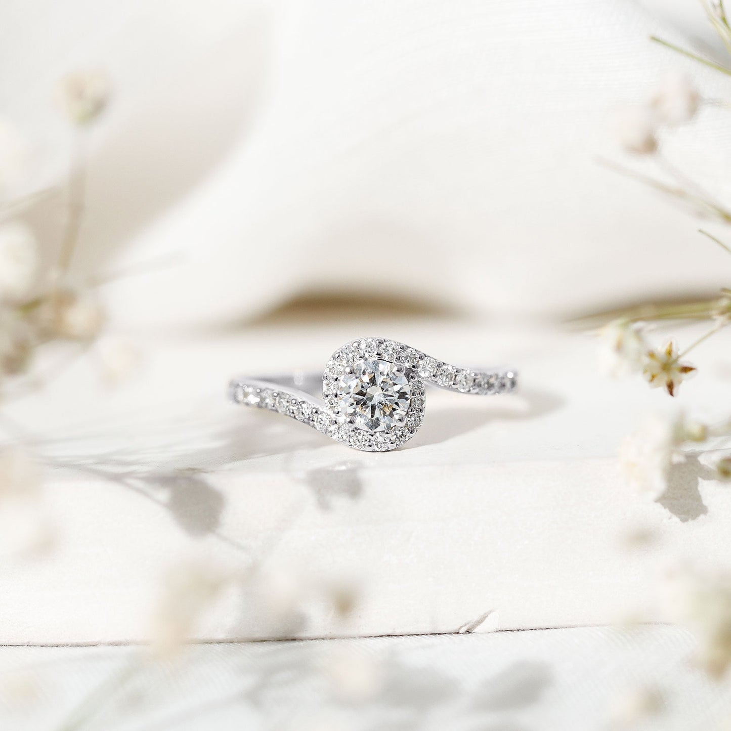 Certified 0.4 Carat Lab Grown Diamond Bypass Engagement Ring