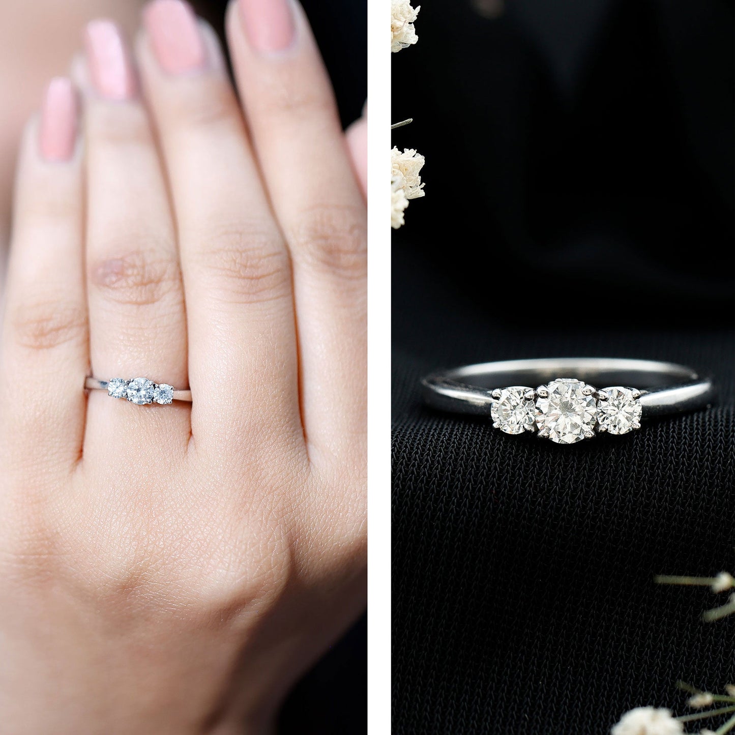 Lab Grown Diamond Minimal 3 Stone Engagement Ring