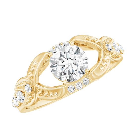 Certified 0.9 Carat Lab Grown Diamond Vintage Inspired Engagement Ring