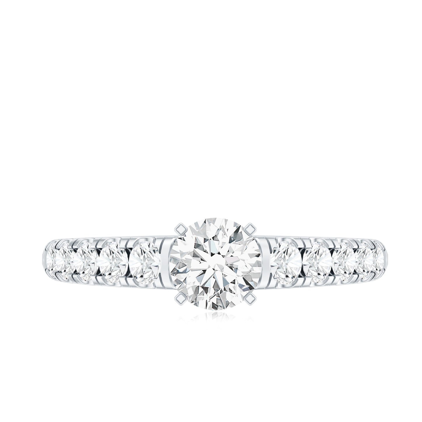 Lab Grown Diamond Classic Engagement Ring With Side Stones