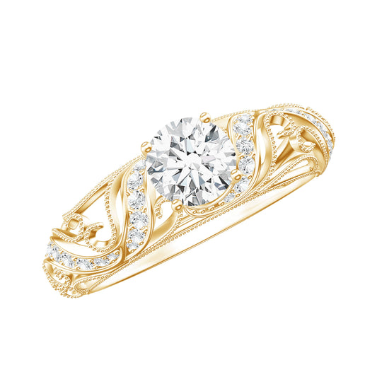 Certified 0.9 Carat Lab Grown Diamond Vintage Looking Engagement Ring