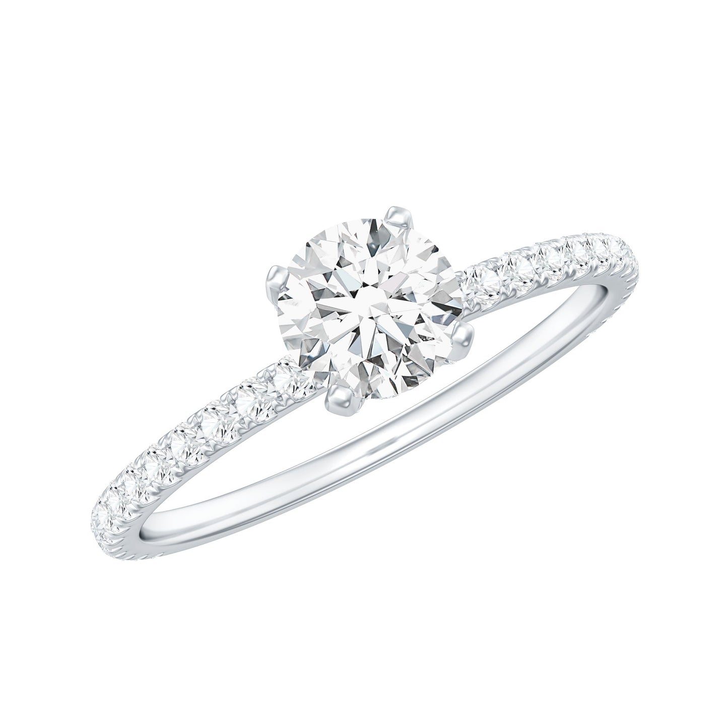 Lab Grown Diamond 0.4 Carat Solitaire Engagement Ring with Side Stones