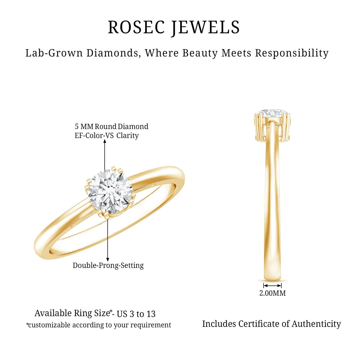 Certified 0.4 Carat Lab Grown Diamond Solitaire Promise Ring For Her