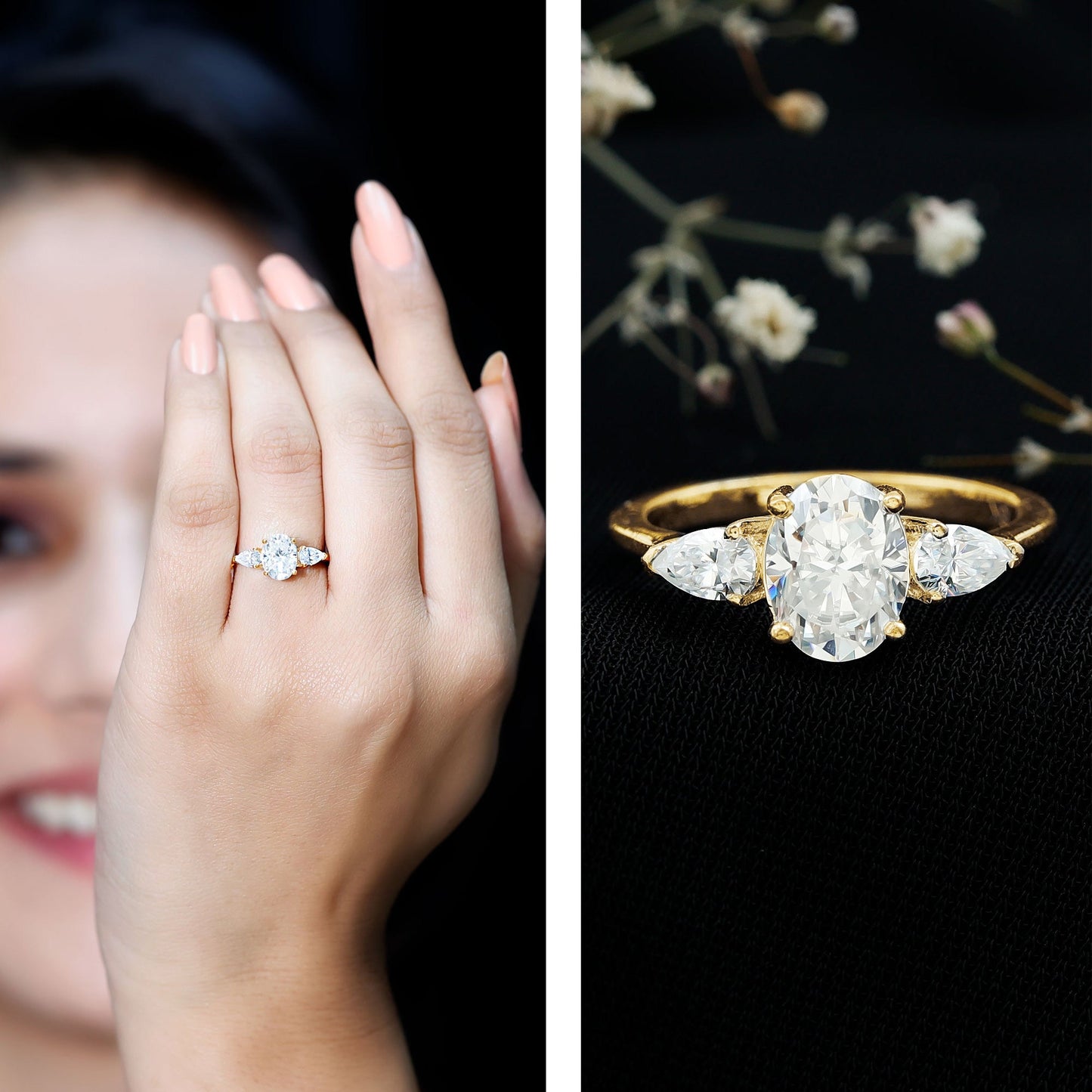 Lab Grown Diamond Past Present Future Engagement Ring For Women