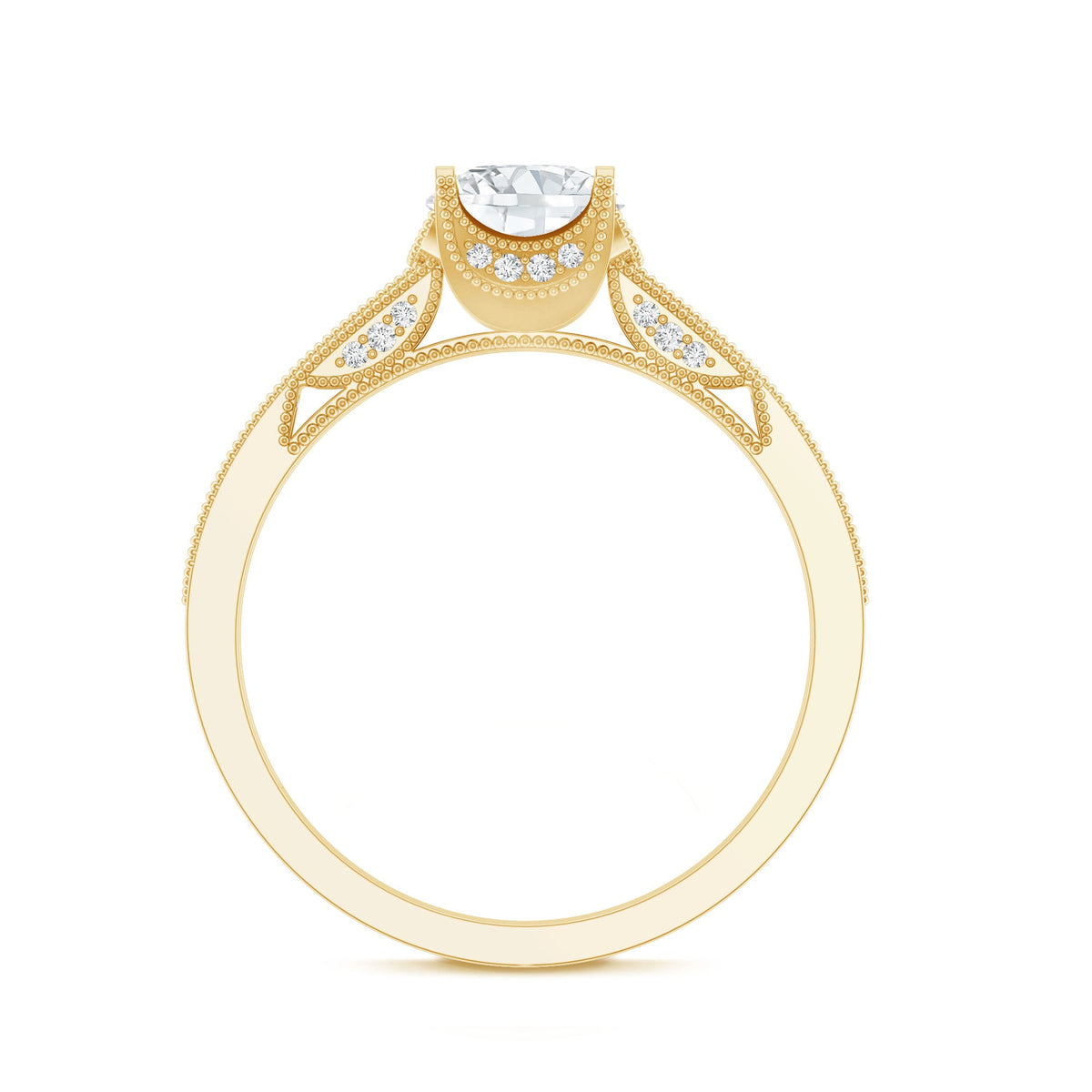 0.9 Carat Certified Lab Grown Diamond Round Engagement Ring With Side Stones