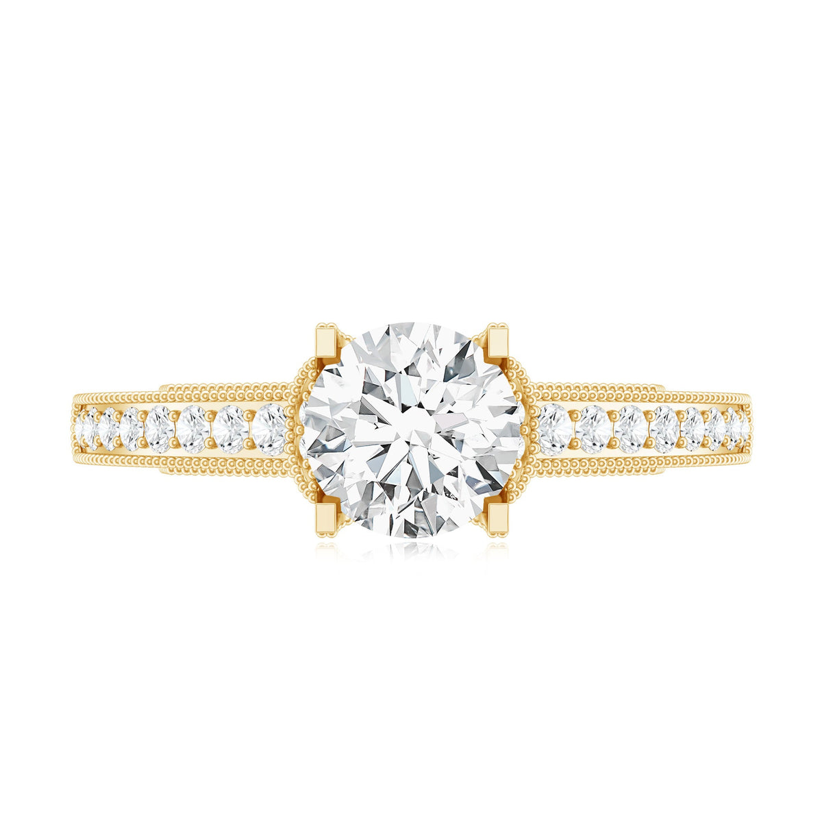 0.9 Carat Certified Lab Grown Diamond Round Engagement Ring With Side Stones