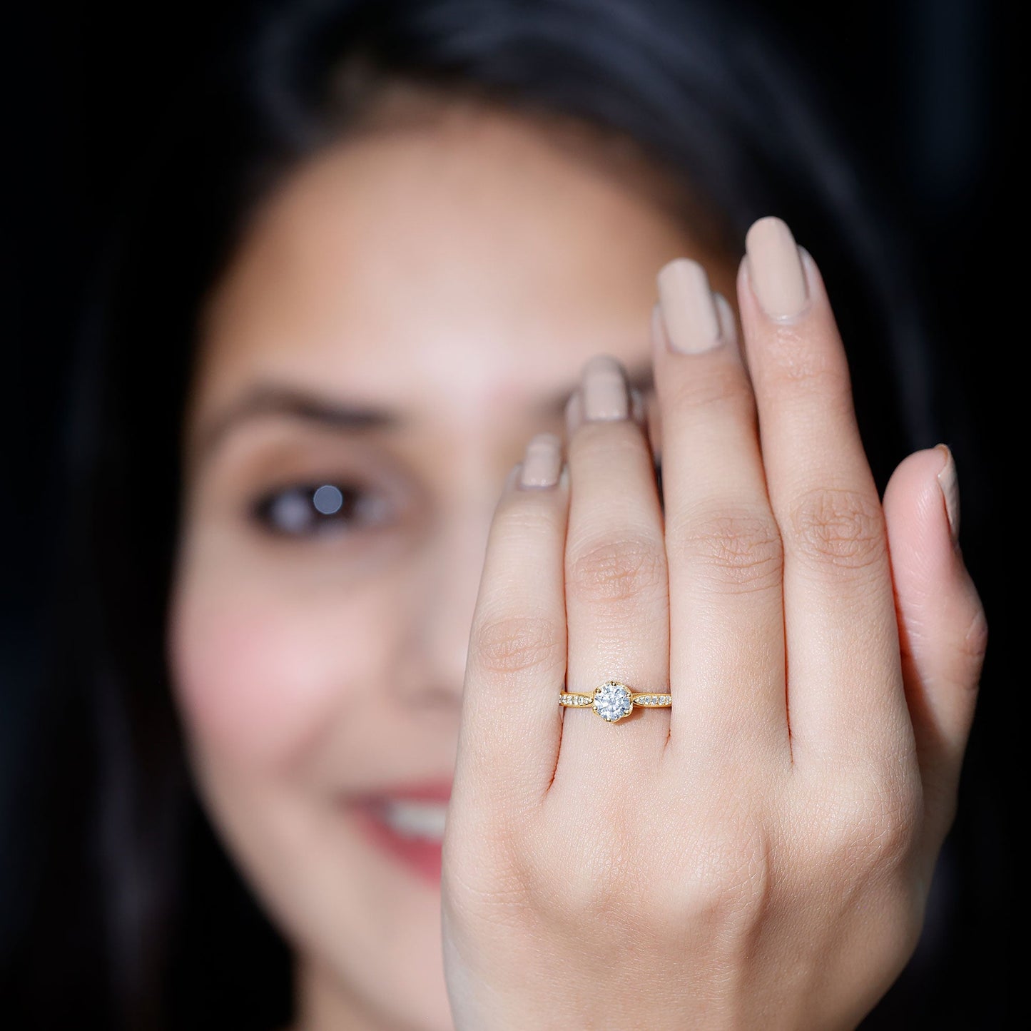 Lab Grown Diamond Solitaire Engagement Ring with Side Stones