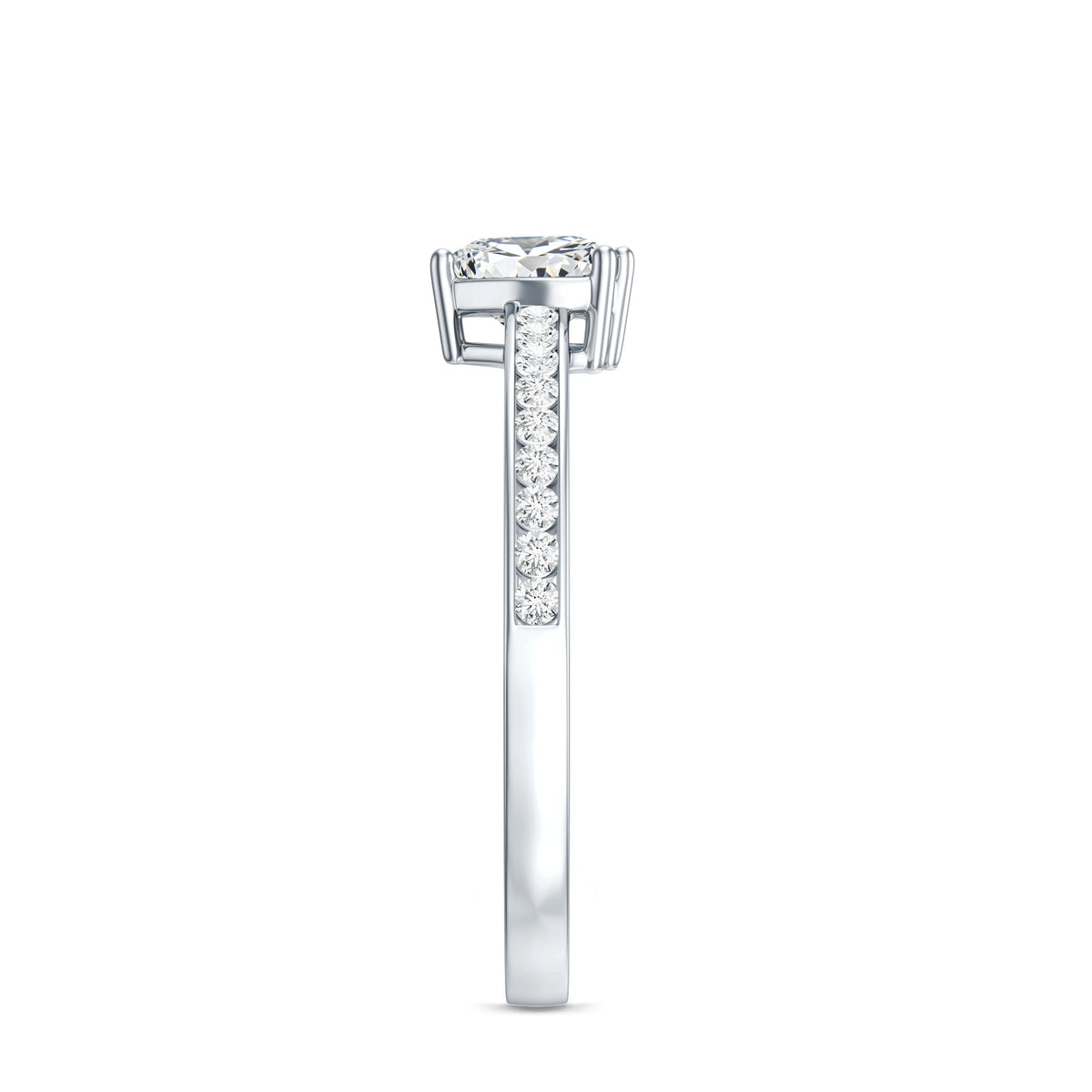 Lab Grown Diamond 0.5 Carat Heart Engagement Ring With Side Stones