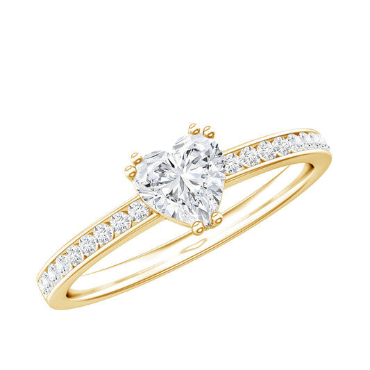 Lab Grown Diamond 0.5 Carat Heart Engagement Ring With Side Stones
