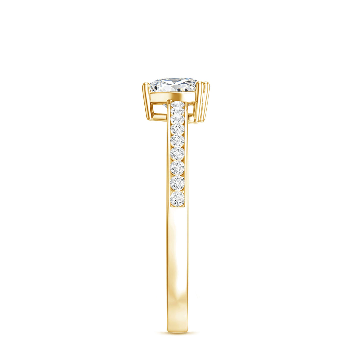 Lab Grown Diamond 0.5 Carat Heart Engagement Ring With Side Stones