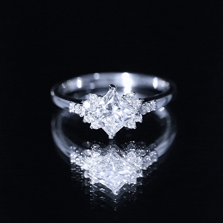 Certified 0.8 Carat Lab Grown Diamond Princess Cut Engagement Ring