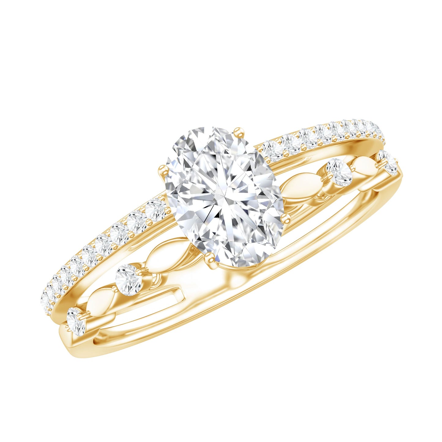 Lab Grown Diamond 0.75 Carat Oval Shaped Double Band Engagement Ring