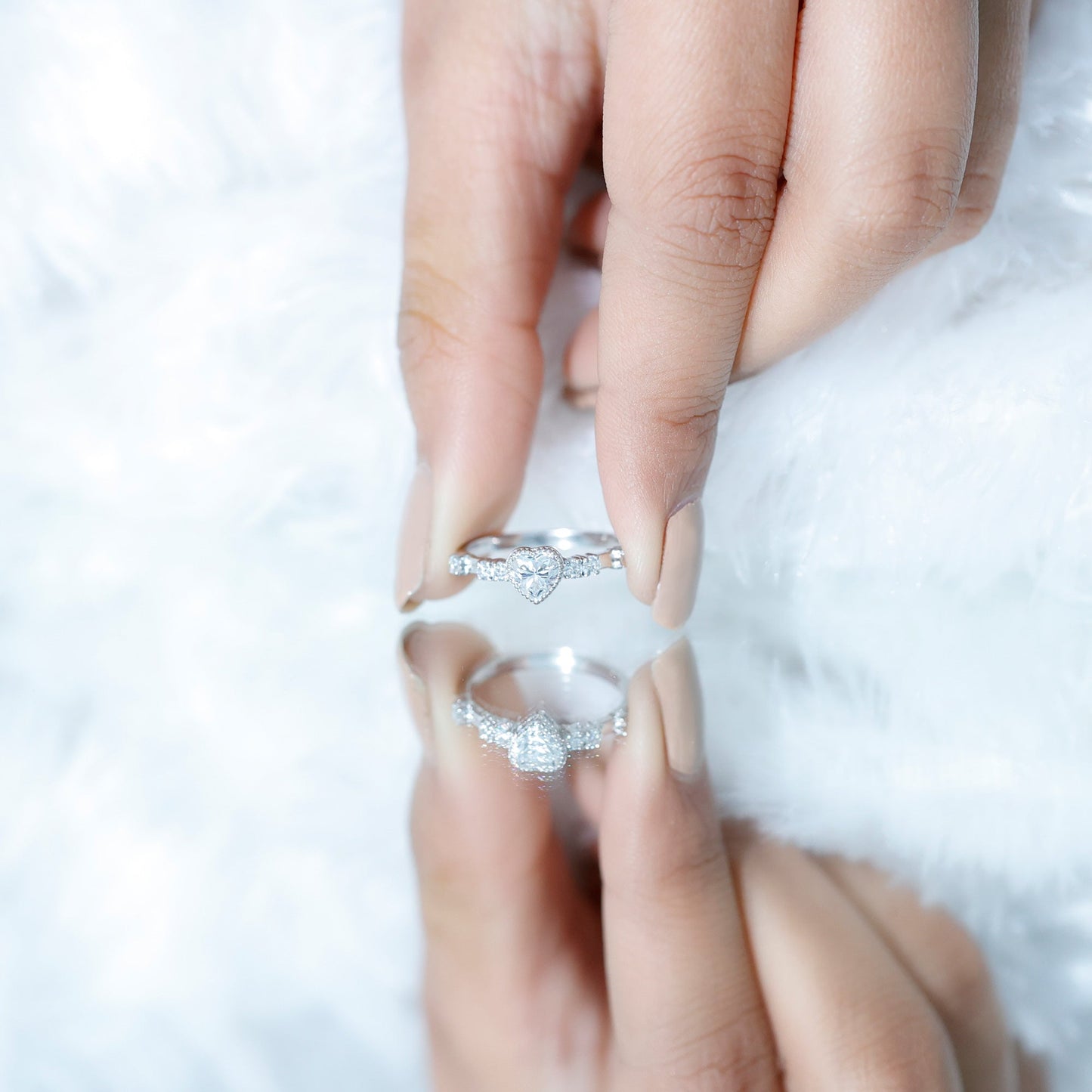 Bezel Set Lab Grown Diamond Heart Shaped Engagement Ring