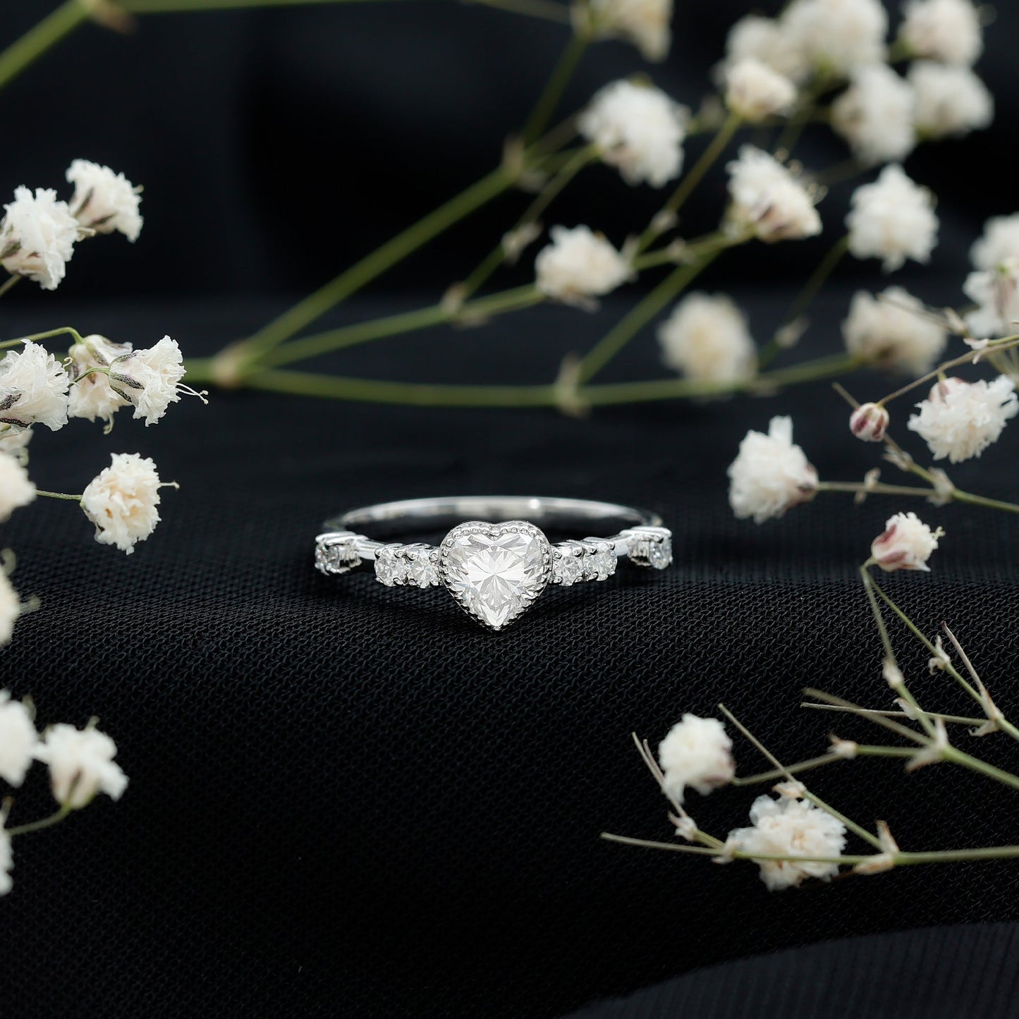 Bezel Set Lab Grown Diamond Heart Shaped Engagement Ring
