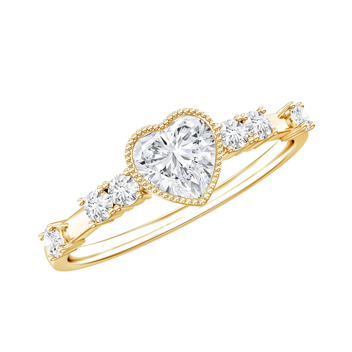 Bezel Set Lab Grown Diamond Heart Shaped Engagement Ring