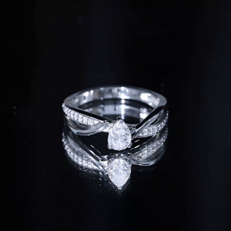 Certified 0.6 Carat Pear Cut Lab Grown Diamond Infinity Engagement Ring