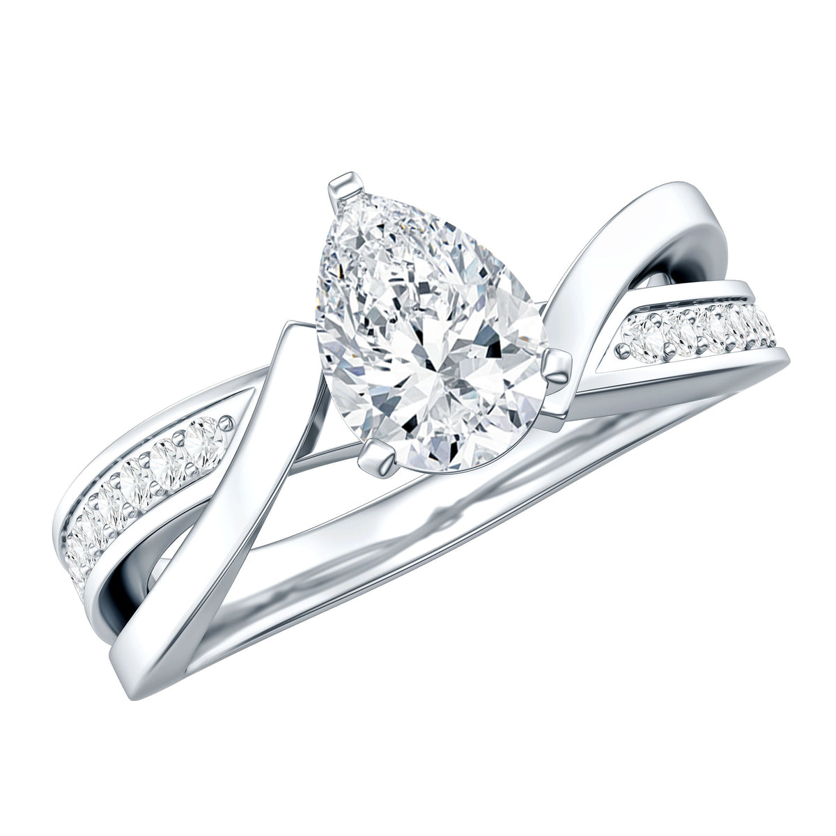 Certified 0.6 Carat Pear Cut Lab Grown Diamond Infinity Engagement Ring