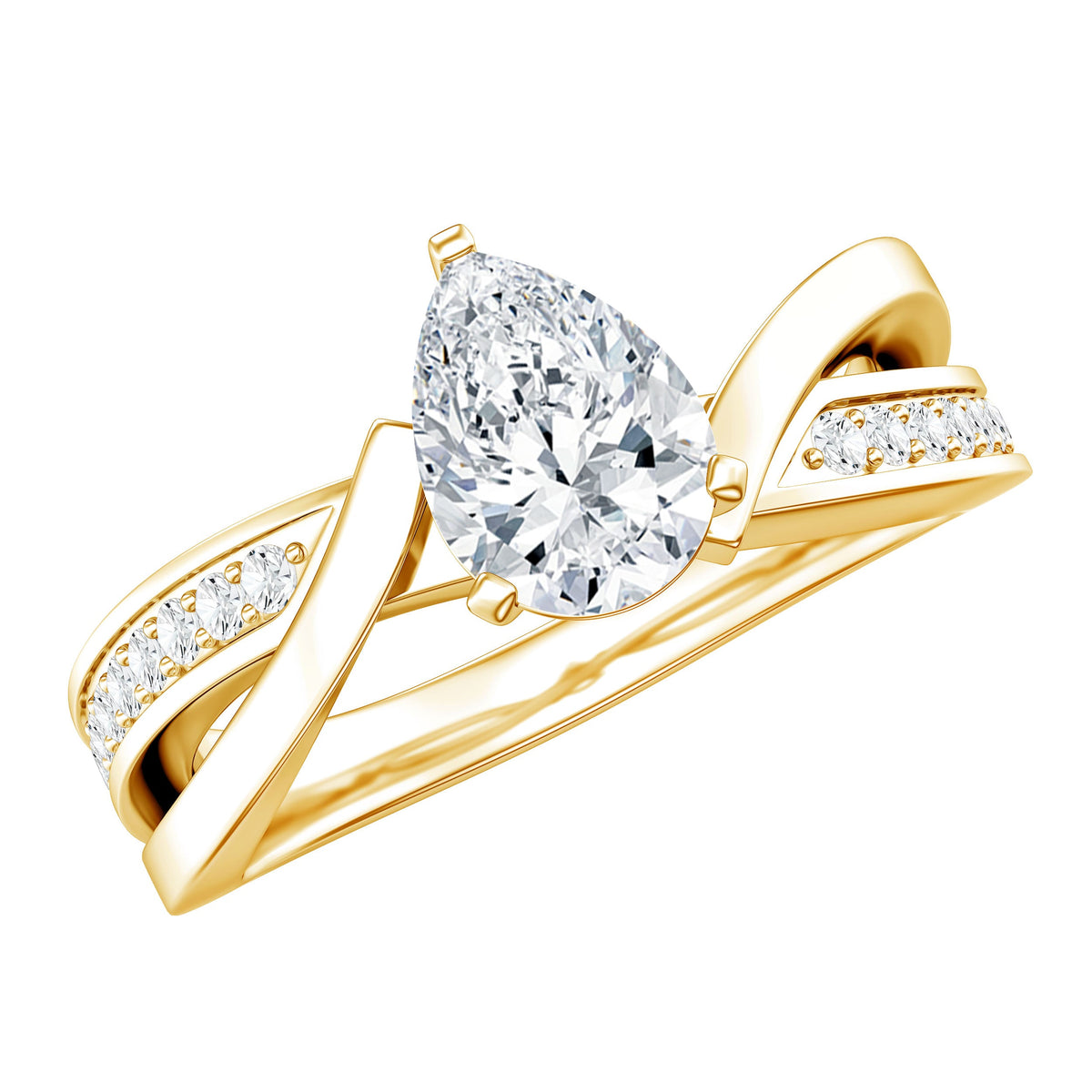 Certified 0.6 Carat Pear Cut Lab Grown Diamond Infinity Engagement Ring