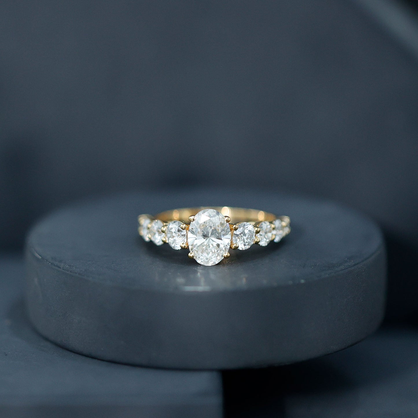 Lab Grown 1.2 Carat Diamond Oval Engagement Ring With Side Stones