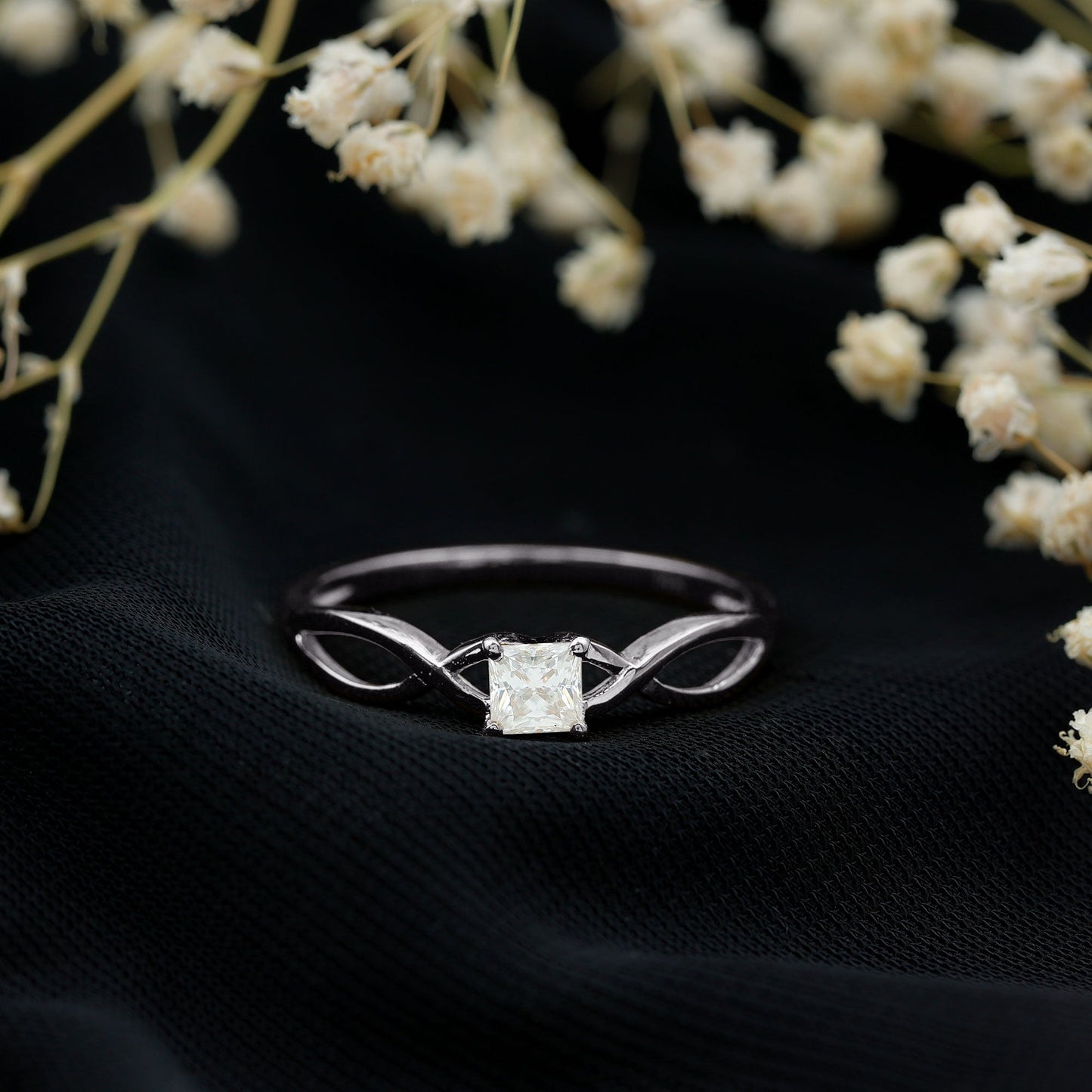 Certified Lab Princess Cut Diamond Infinity Promise Ring
