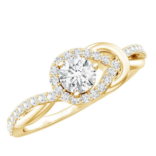 Certified 0.9 Carat Lab Grown Diamond Love Knot Engagement Ring