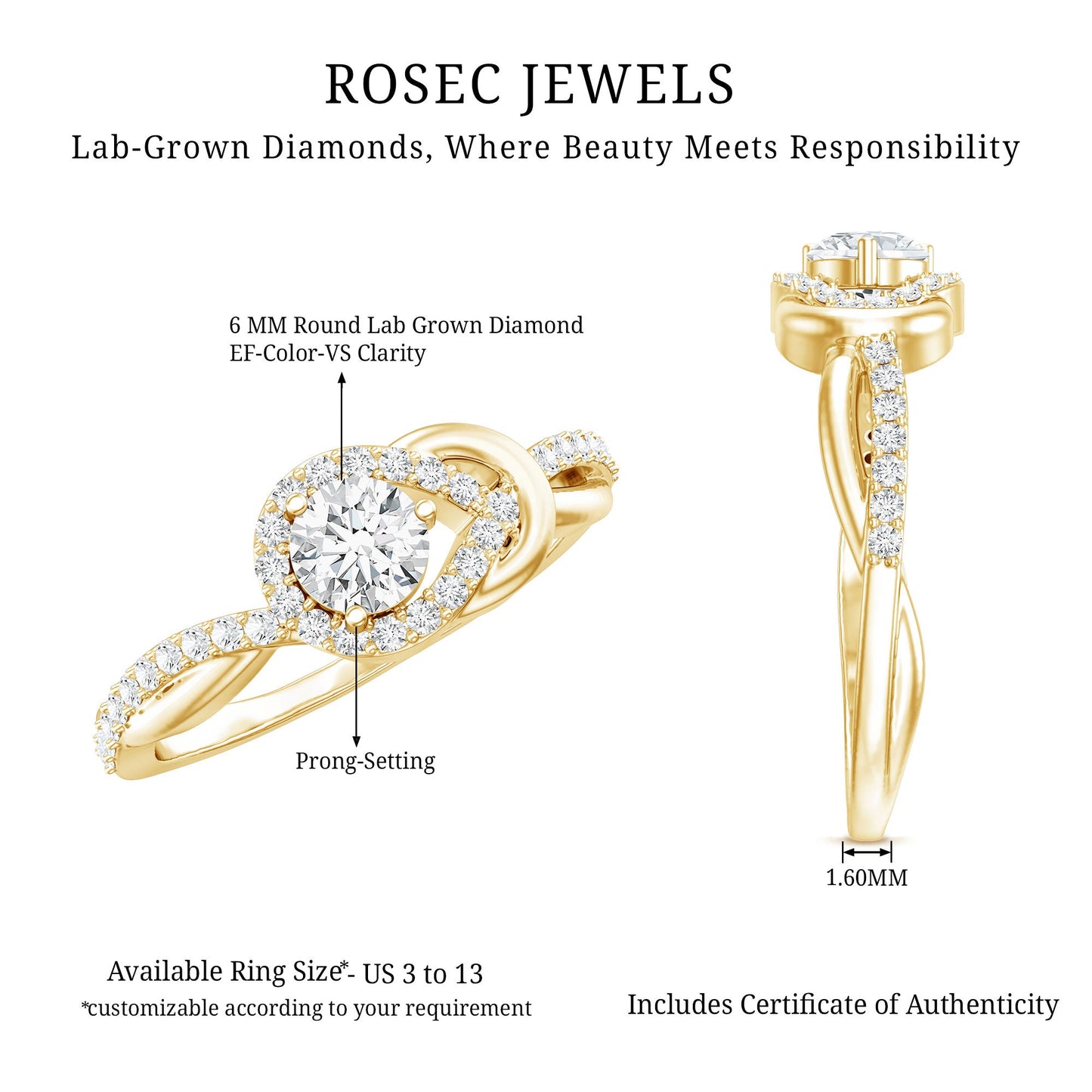 Certified 0.9 Carat Lab Grown Diamond Love Knot Engagement Ring