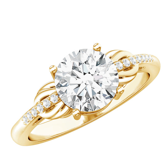 Certified 2 Carat Round Lab Grown Diamond Unique Engagement Ring