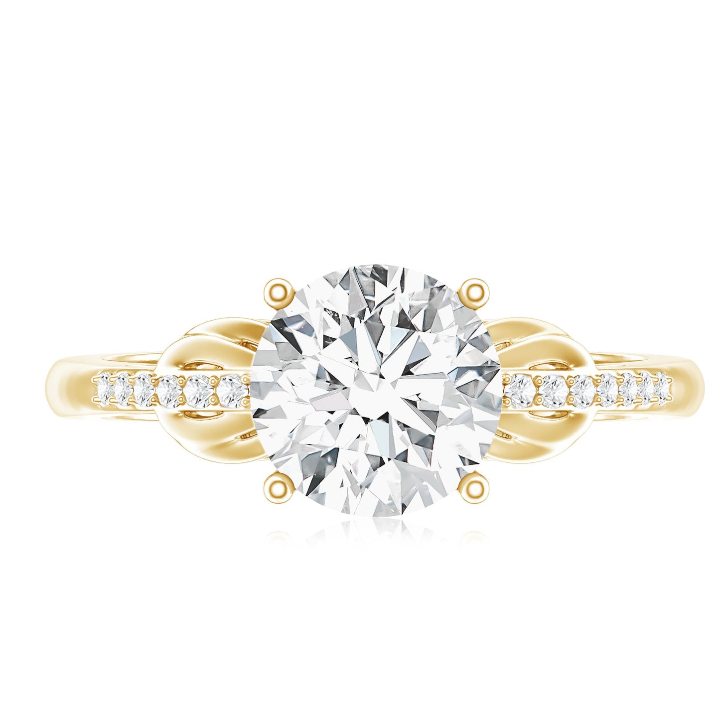 Certified 2 Carat Round Lab Grown Diamond Unique Engagement Ring