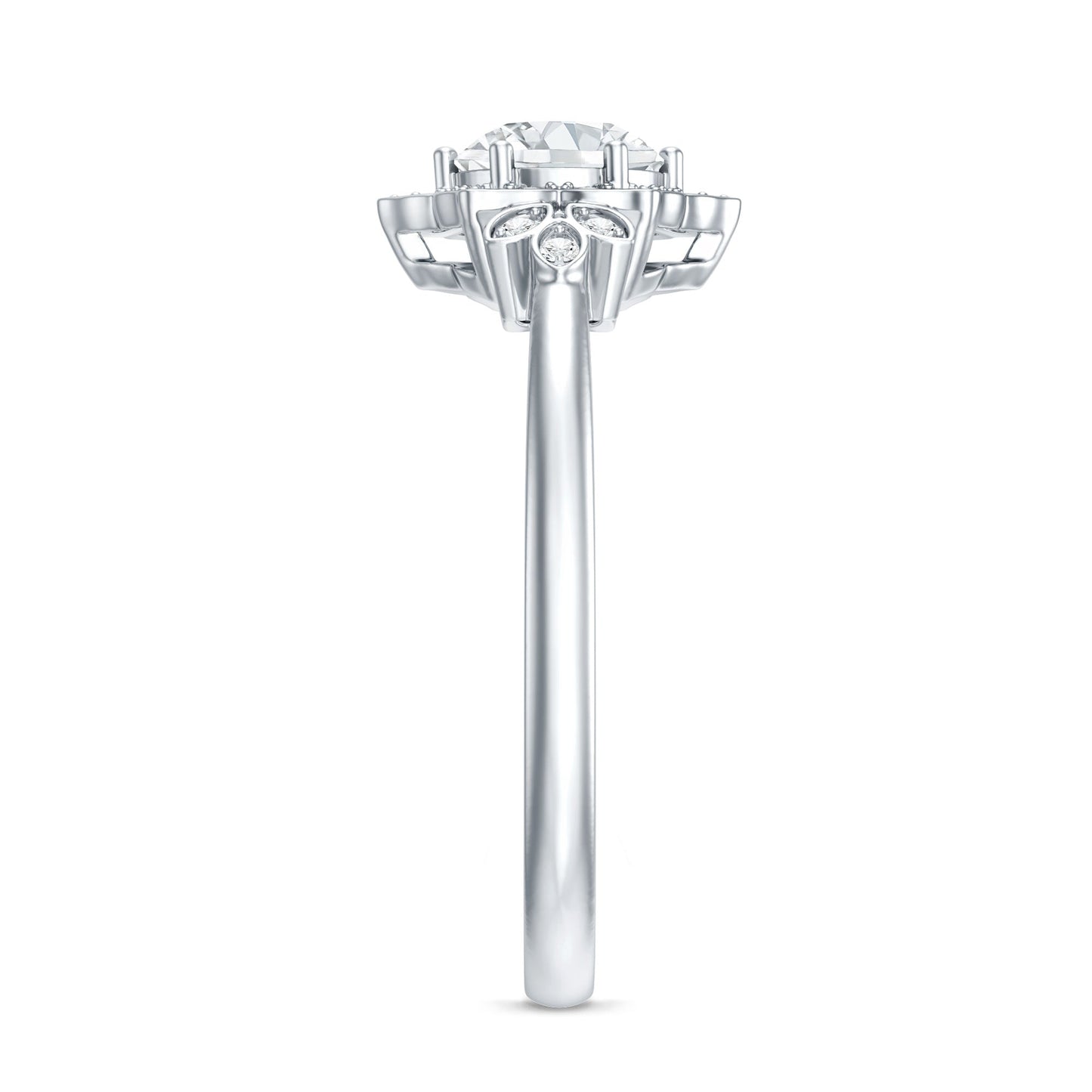 Certified Lab Grown Diamond Art Deco Flower Engagement Ring