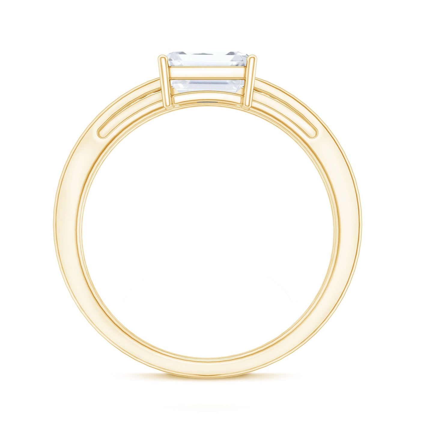 1.8 Carat Emerald Cut Lab Grown Diamond Double Band Engagement Ring